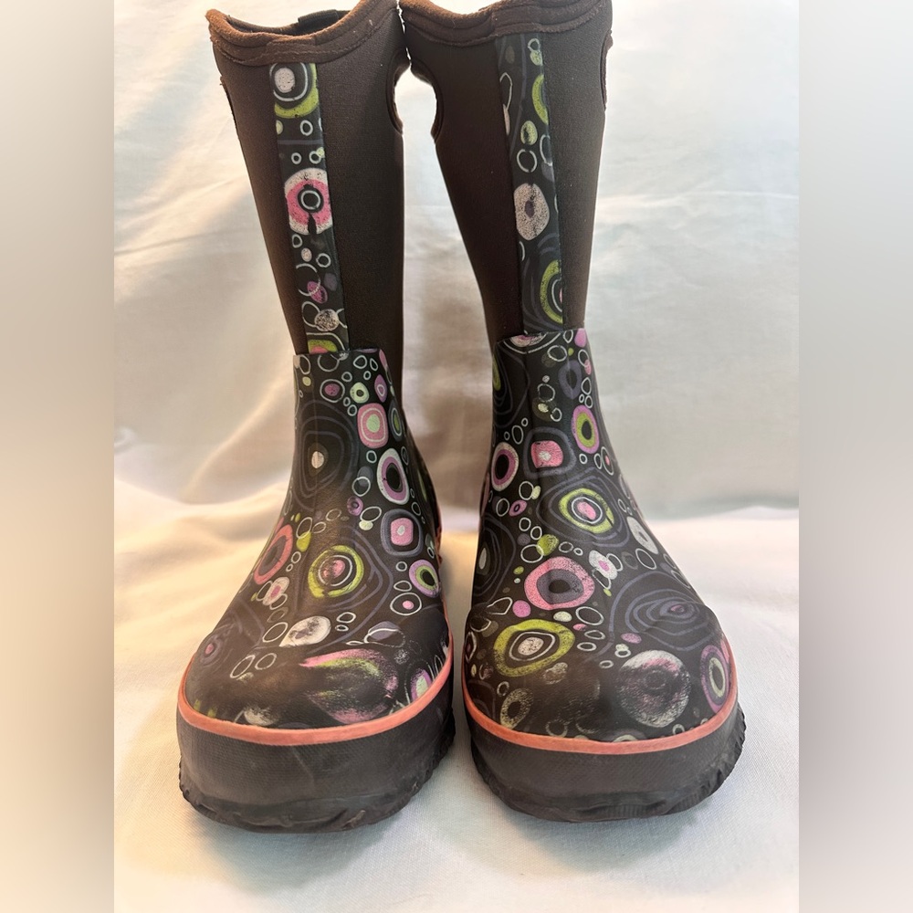 Kids Bogs Waterproof Brown and Pink Rain & Snow Boots size 4 - Picture 4 of 8